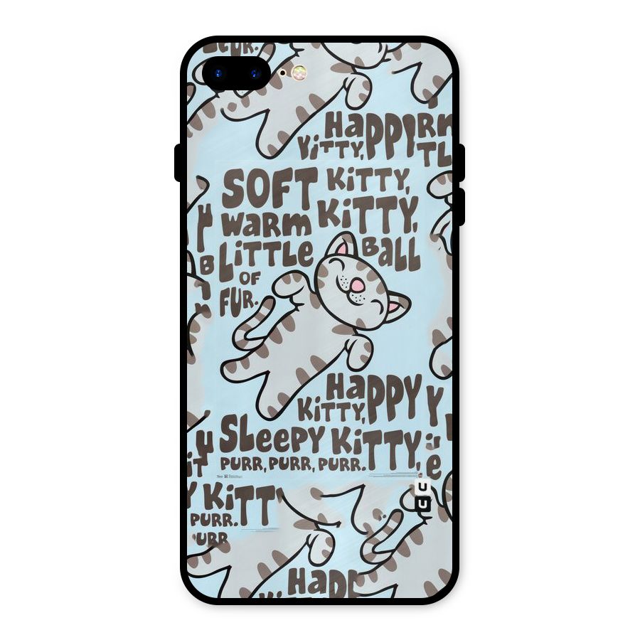 Kitty Pattern Metal Back Case for iPhone 8 Plus