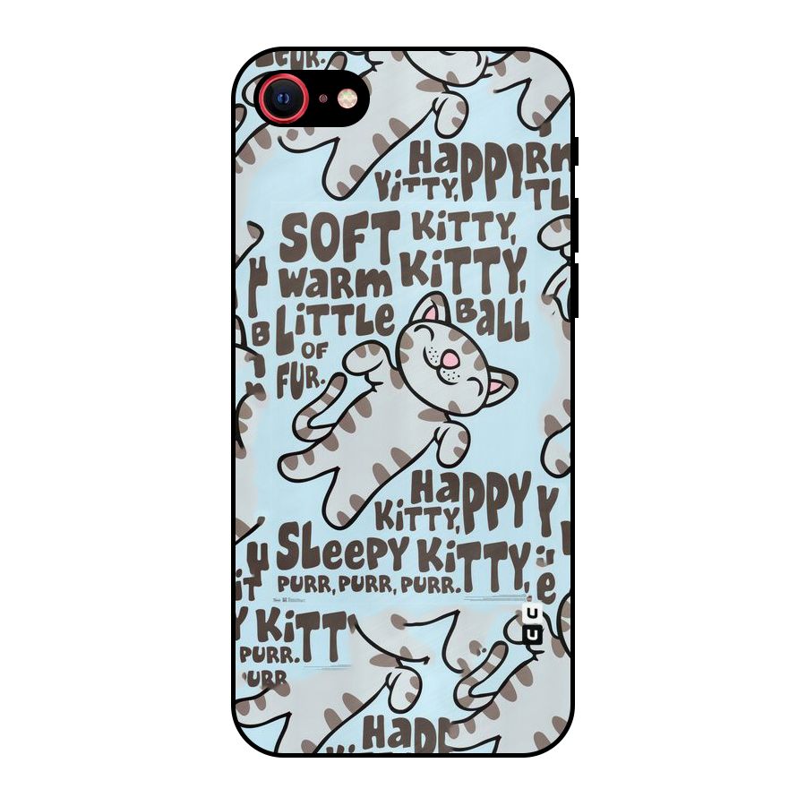 Kitty Pattern Metal Back Case for iPhone SE 2022