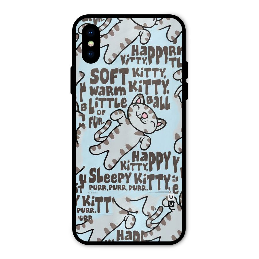 Kitty Pattern Metal Back Case for iPhone X