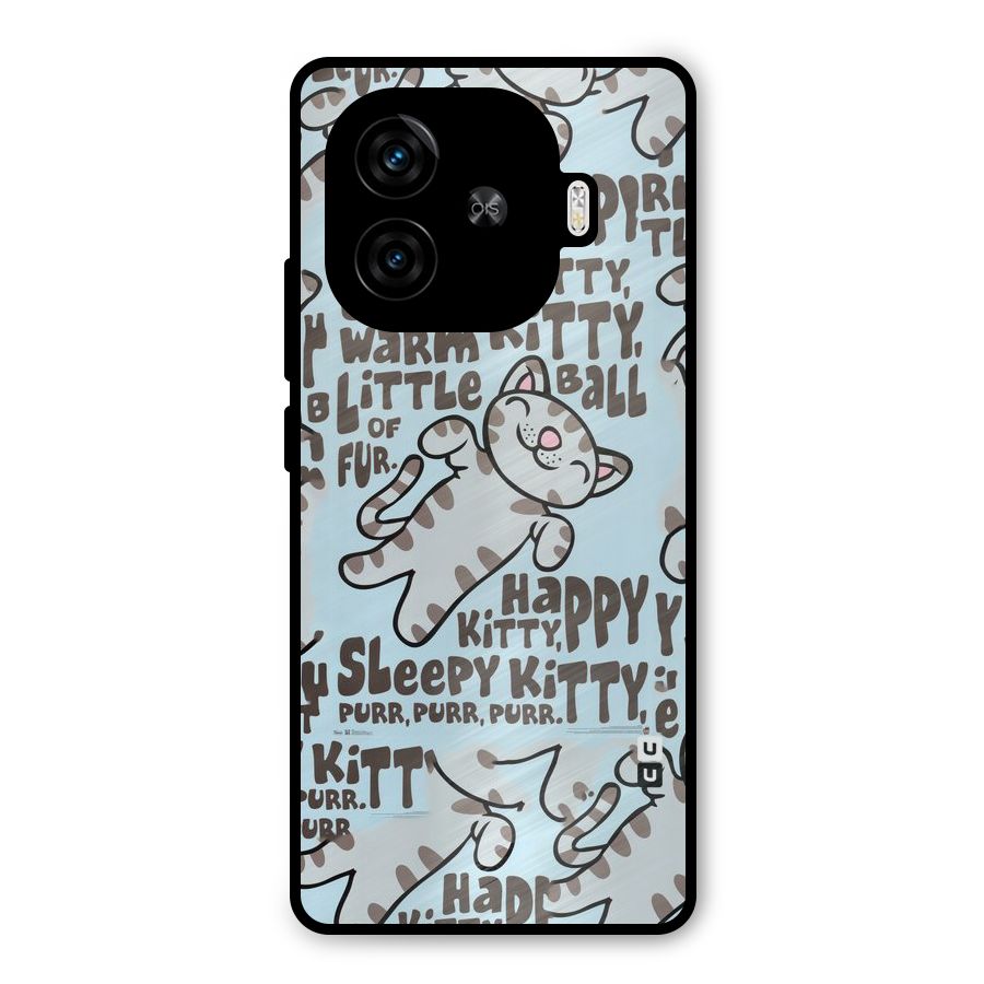 Kitty Pattern Metal Back Case for iQOO Z9 Turbo