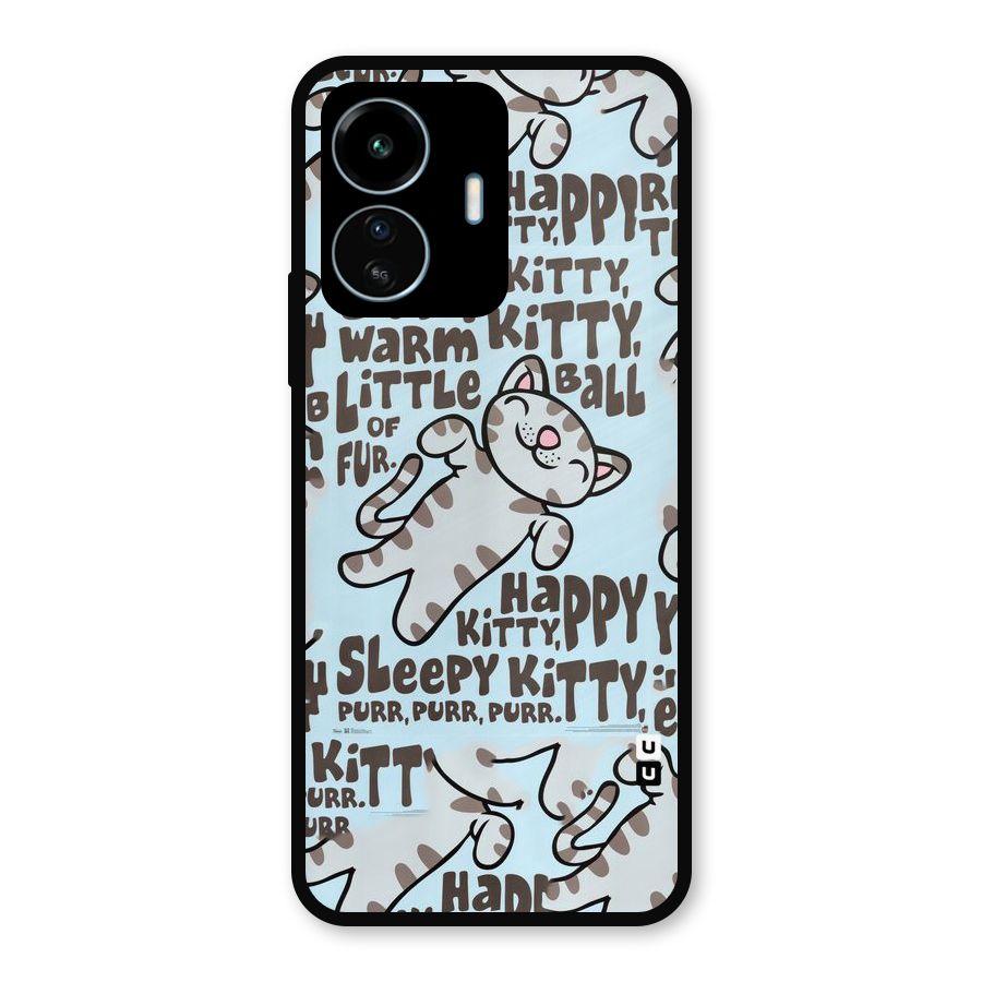 Kitty Pattern Metal Back Case for vivo iQOO Z6 Lite 5G