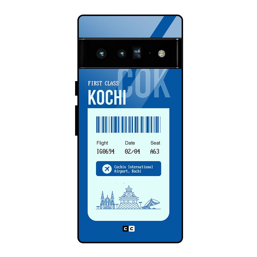 Kochi Boarding Pass Glass Back Case for Google Pixel 6 Pro