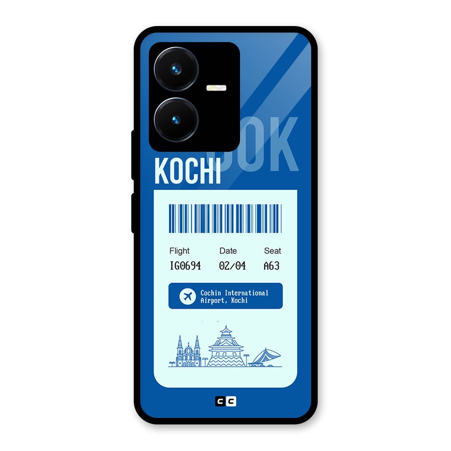 Kochi Boarding Pass Glass Back Case for Vivo Y22s