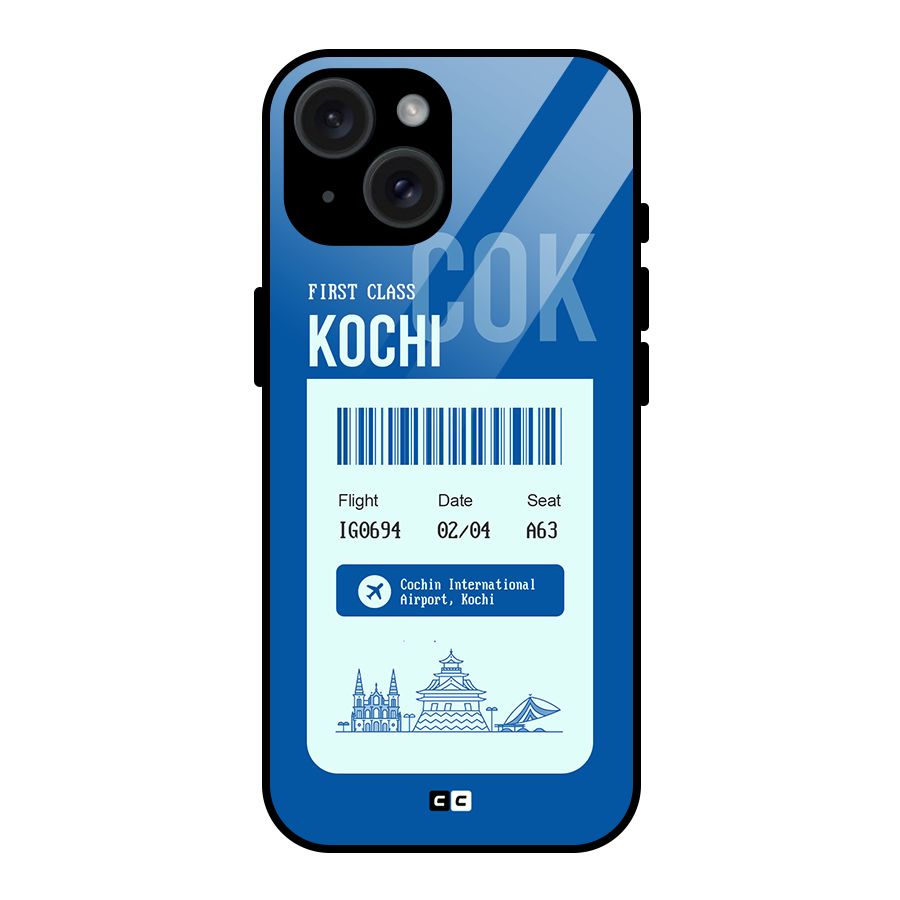 Kochi Boarding Pass Glass Back Case for iPhone 15
