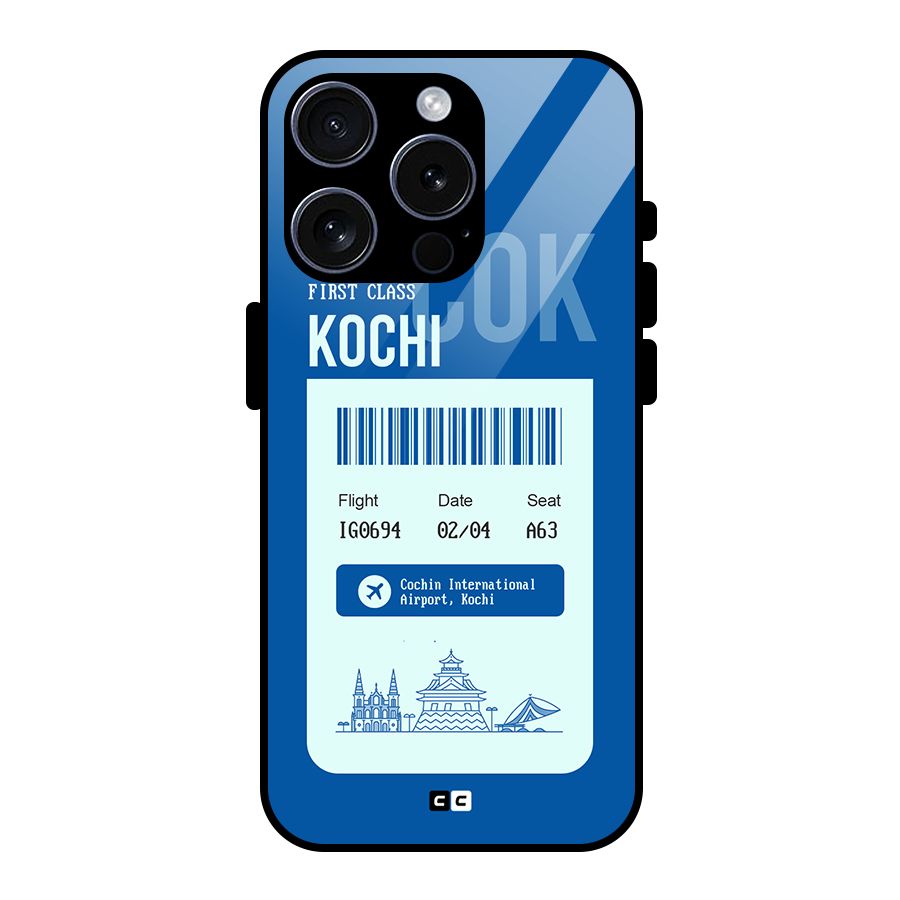 Kochi Boarding Pass Glass Back Case for iPhone 15 Pro