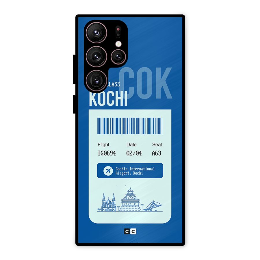 Kochi Boarding Pass Metal Back Case for Galaxy S22 Ultra 5G