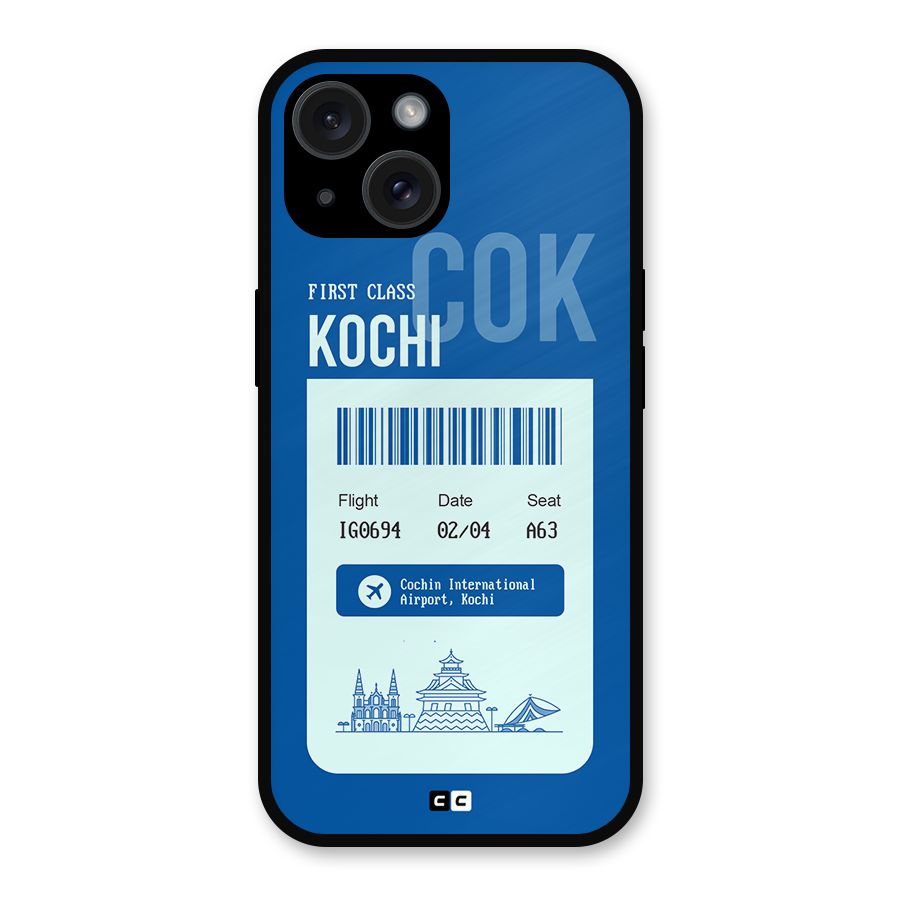 Kochi Boarding Pass Metal Back Case for iPhone 15