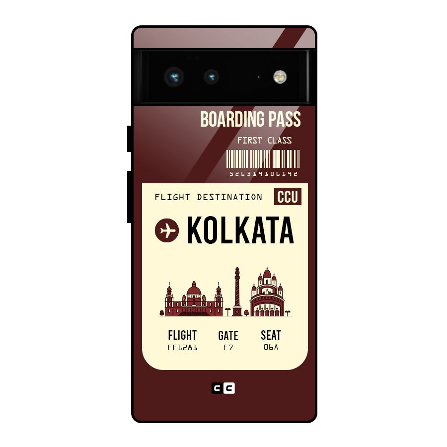 Kolkata Boarding Pass Glass Back Case for Google Pixel 6