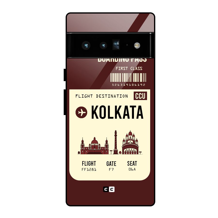 Kolkata Boarding Pass Glass Back Case for Google Pixel 6 Pro