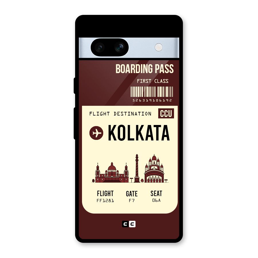 Kolkata Boarding Pass Glass Back Case for Google Pixel 7a