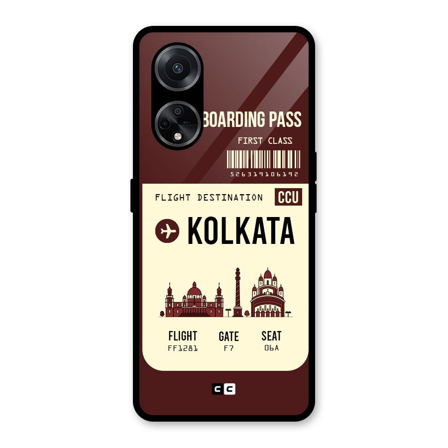 Kolkata Boarding Pass Glass Back Case for Oppo F23