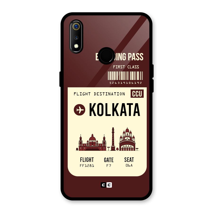 Kolkata Boarding Pass Glass Back Case for Realme 3i