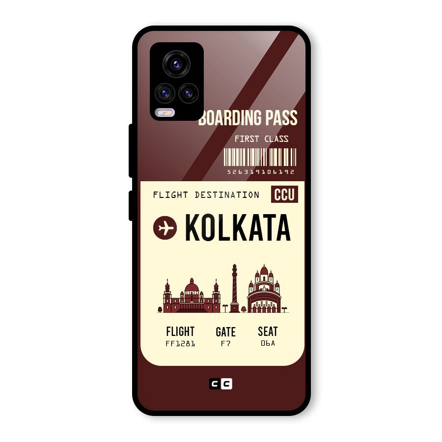 Kolkata Boarding Pass Glass Back Case for Vivo V20 2021