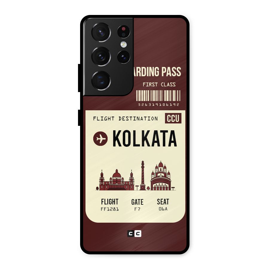 Kolkata Boarding Pass Metal Back Case for Galaxy S21 Ultra 5G