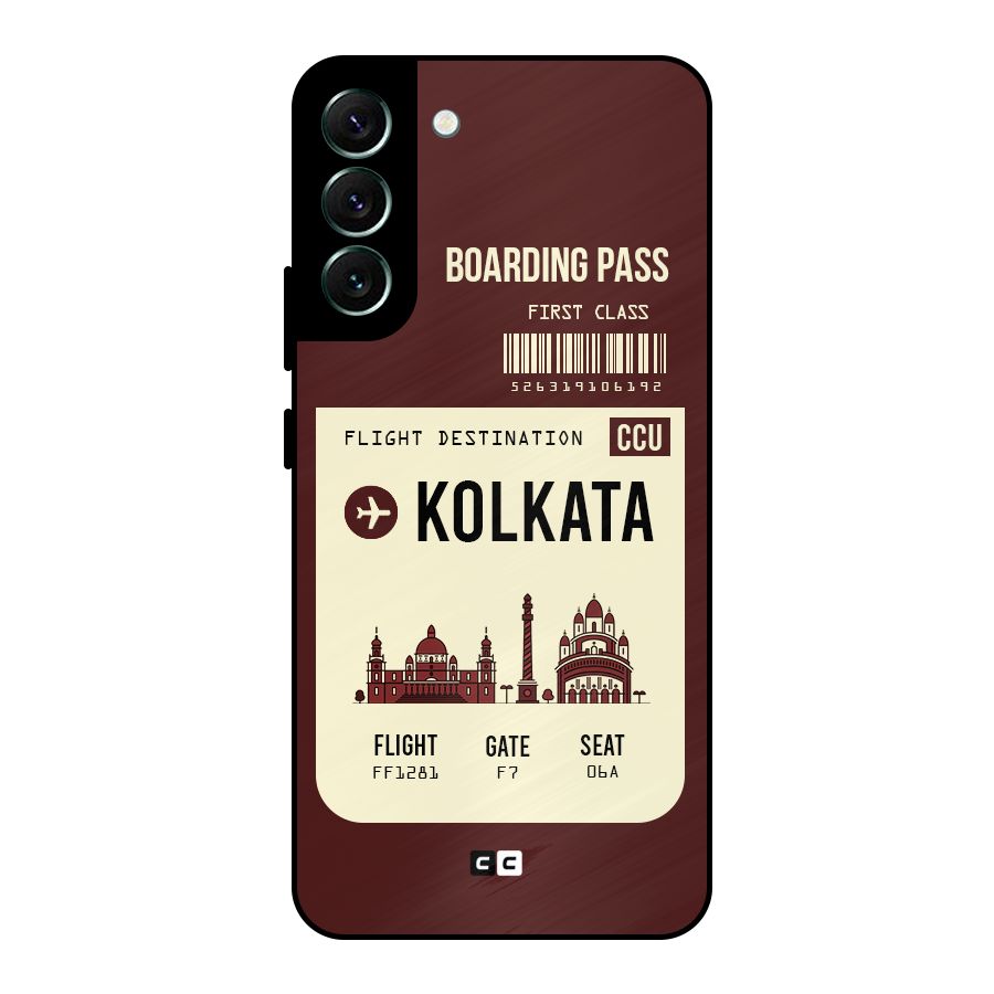 Kolkata Boarding Pass Metal Back Case for Galaxy S22 Plus 5G