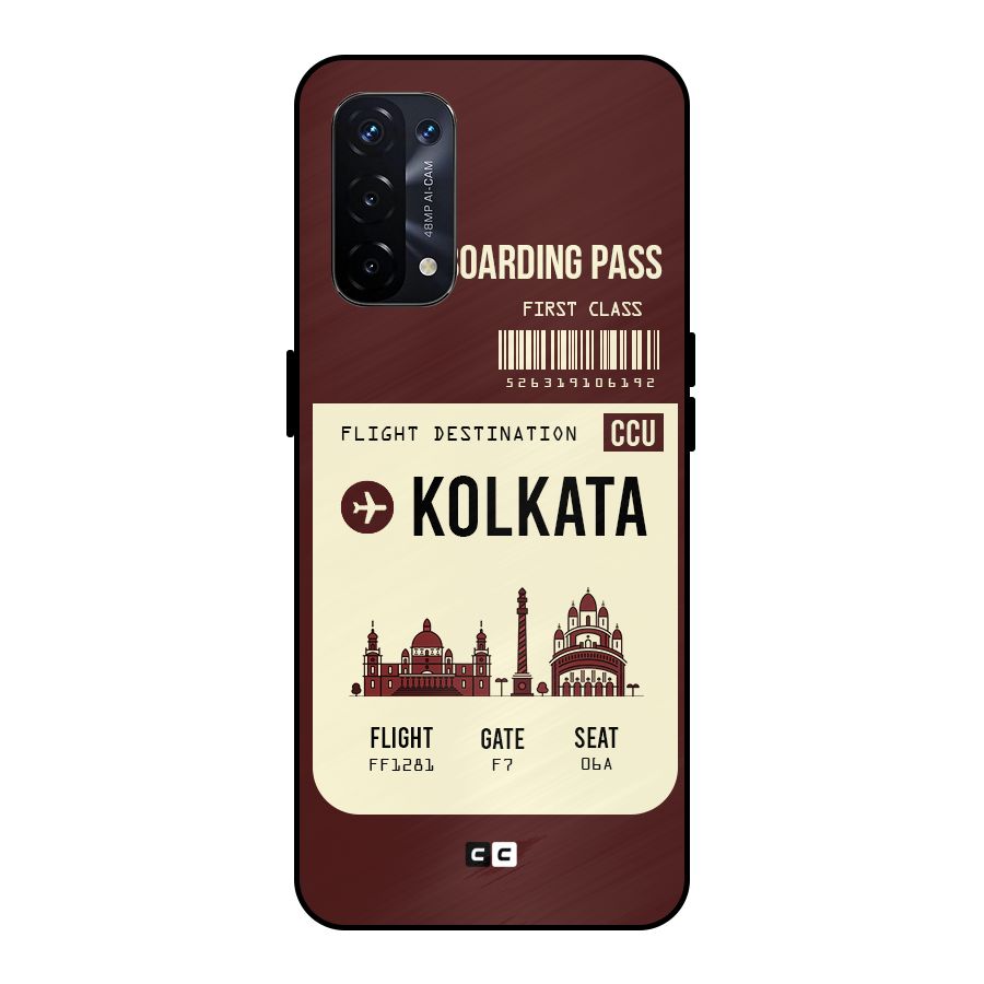 Kolkata Boarding Pass Metal Back Case for Oppo A74 5G
