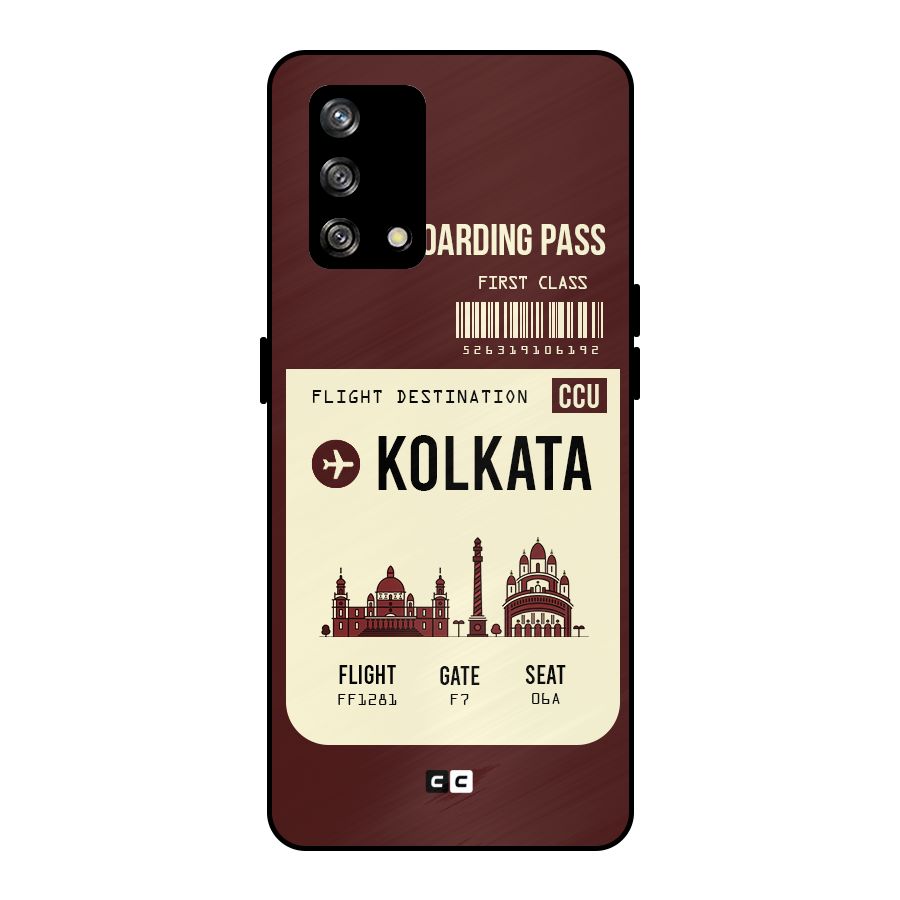 Kolkata Boarding Pass Metal Back Case for Oppo F19
