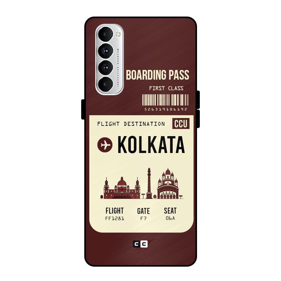 Kolkata Boarding Pass Metal Back Case for Oppo Reno4 Pro