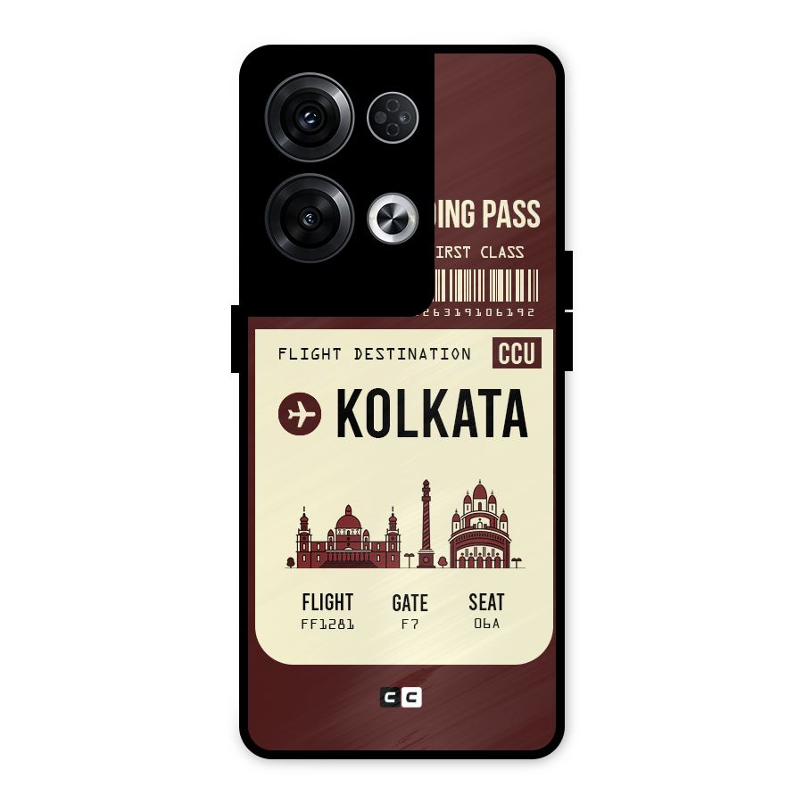 Kolkata Boarding Pass Metal Back Case for Oppo Reno8 Pro 5G