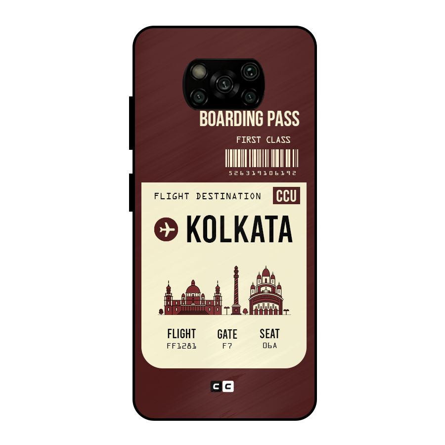 Kolkata Boarding Pass Metal Back Case for Poco X3