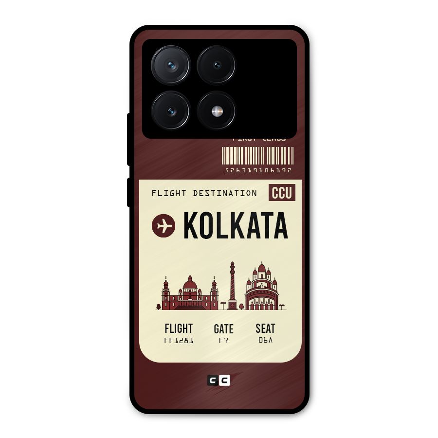 Kolkata Boarding Pass Metal Back Case for Poco X6 Pro