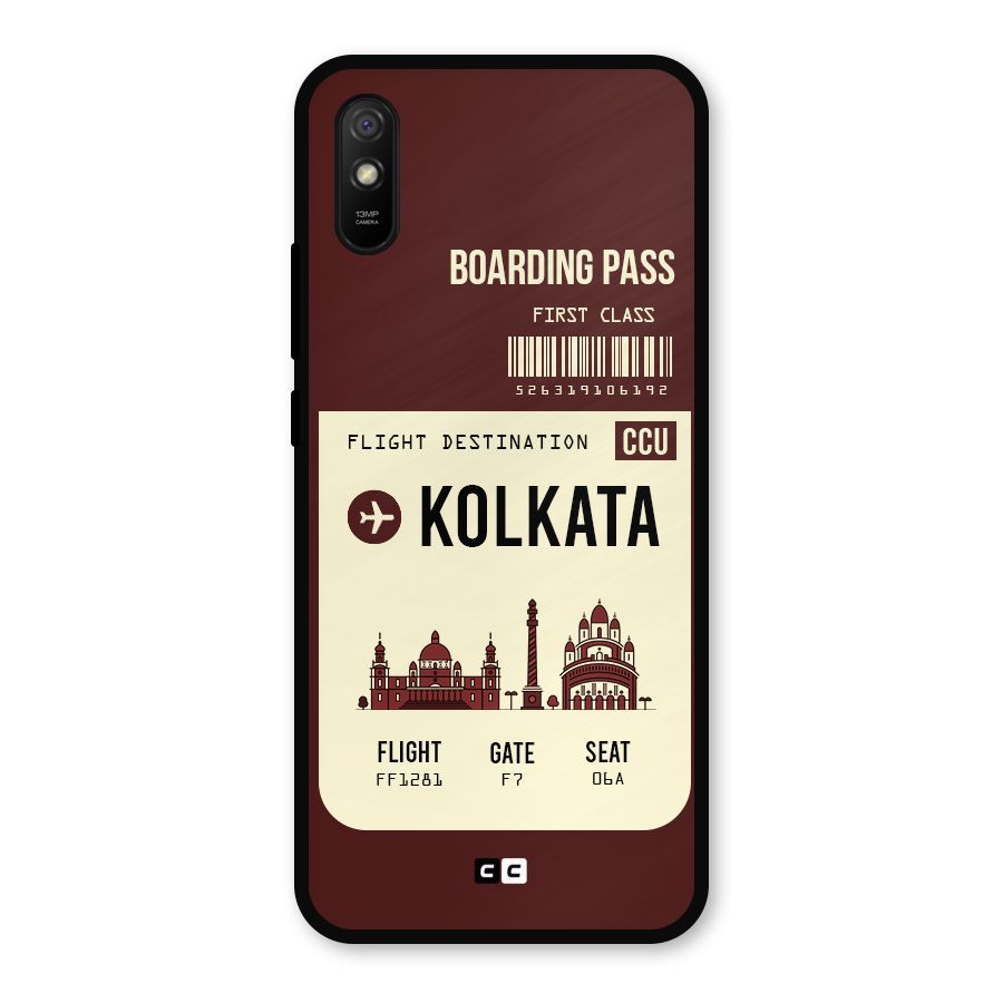 Kolkata Boarding Pass Metal Back Case for Redmi 9a