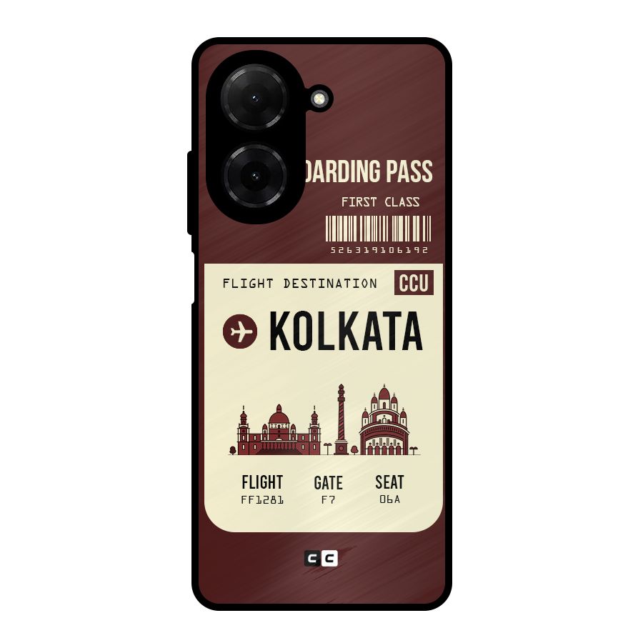 Kolkata Boarding Pass Metal Back Case for Redmi A5 4G