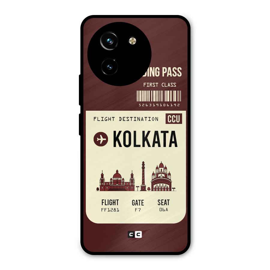 Kolkata Boarding Pass Metal Back Case for Vivo T3x