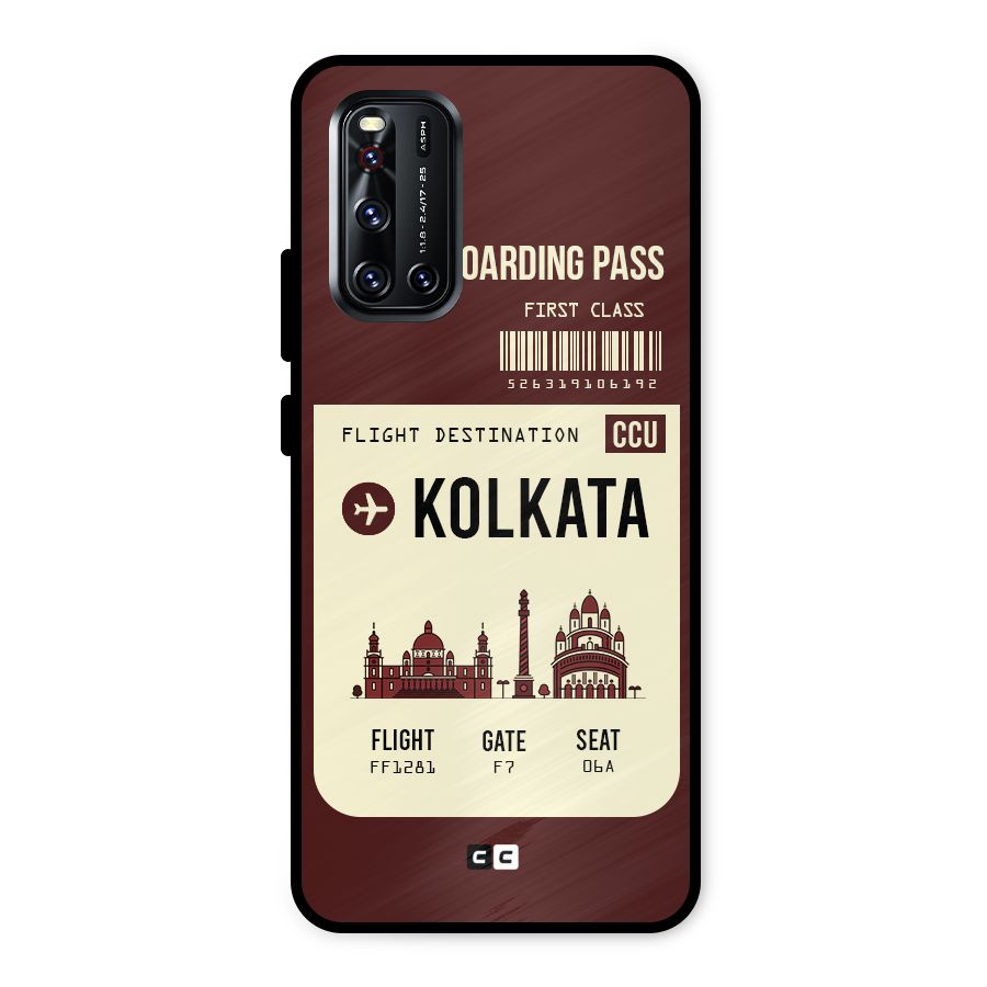 Kolkata Boarding Pass Metal Back Case for Vivo V19