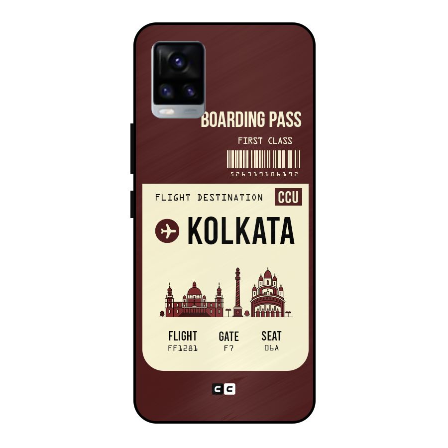 Kolkata Boarding Pass Metal Back Case for Vivo V20