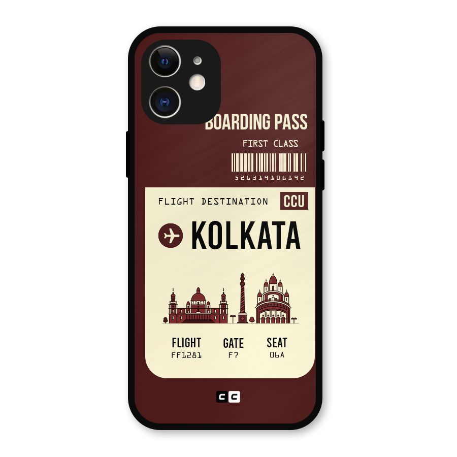 Kolkata Boarding Pass Metal Back Case for iPhone 12