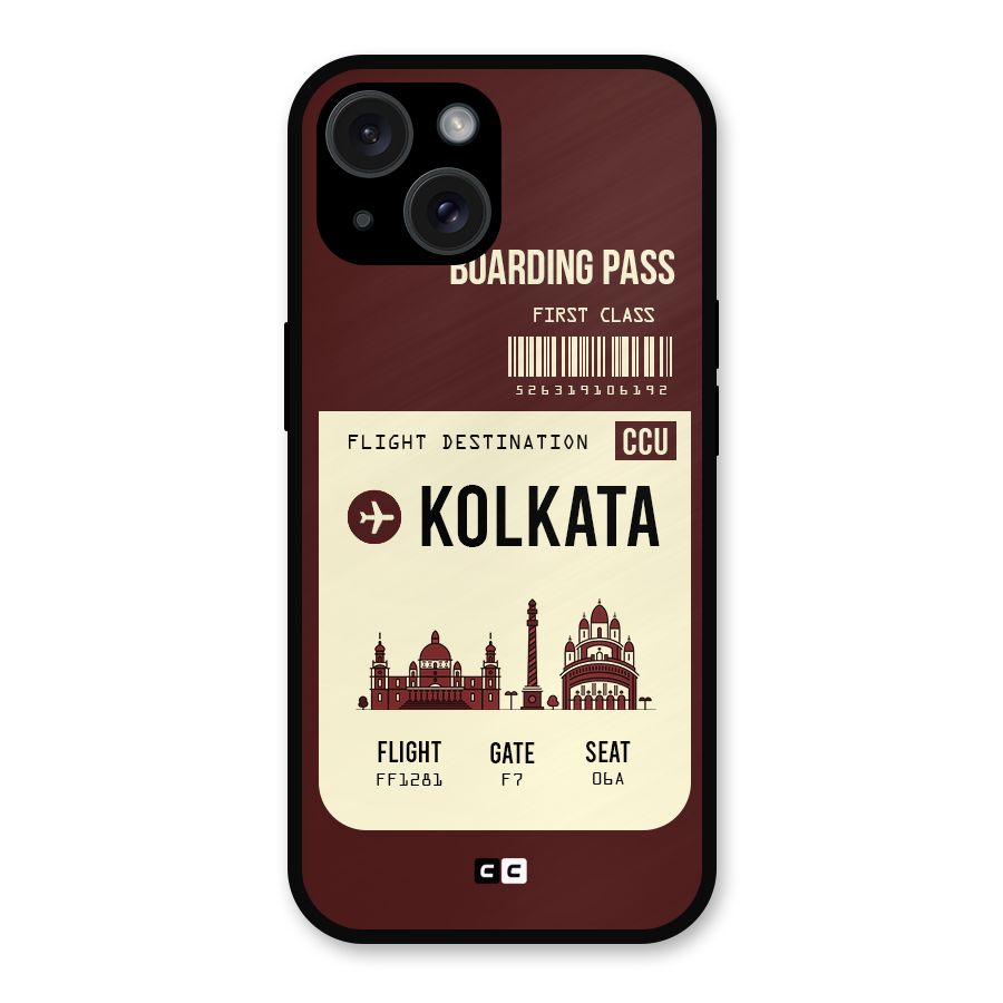 Kolkata Boarding Pass Metal Back Case for iPhone 15