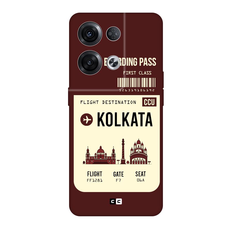 Kolkata Boarding Pass Original Polycarbonate Back Case for Oppo Reno8 Pro 5G
