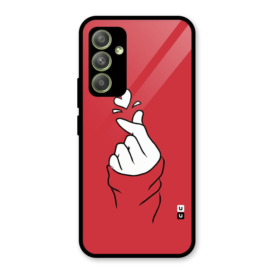 Korean Love Sign Glass Back Case for Galaxy A54