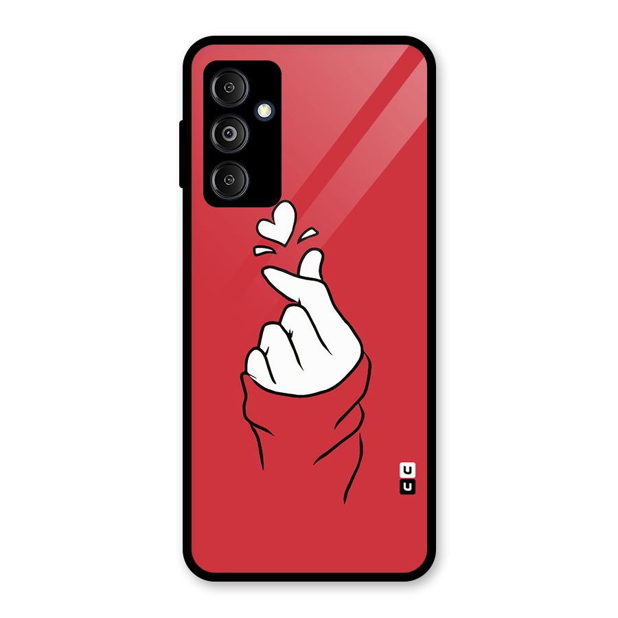 Korean Love Sign Glass Back Case for Galaxy M14 5G
