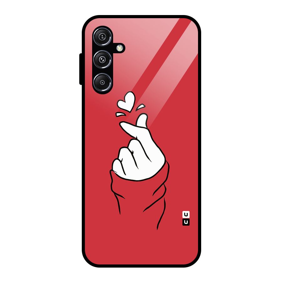 Korean Love Sign Glass Back Case for Galaxy M34 5G