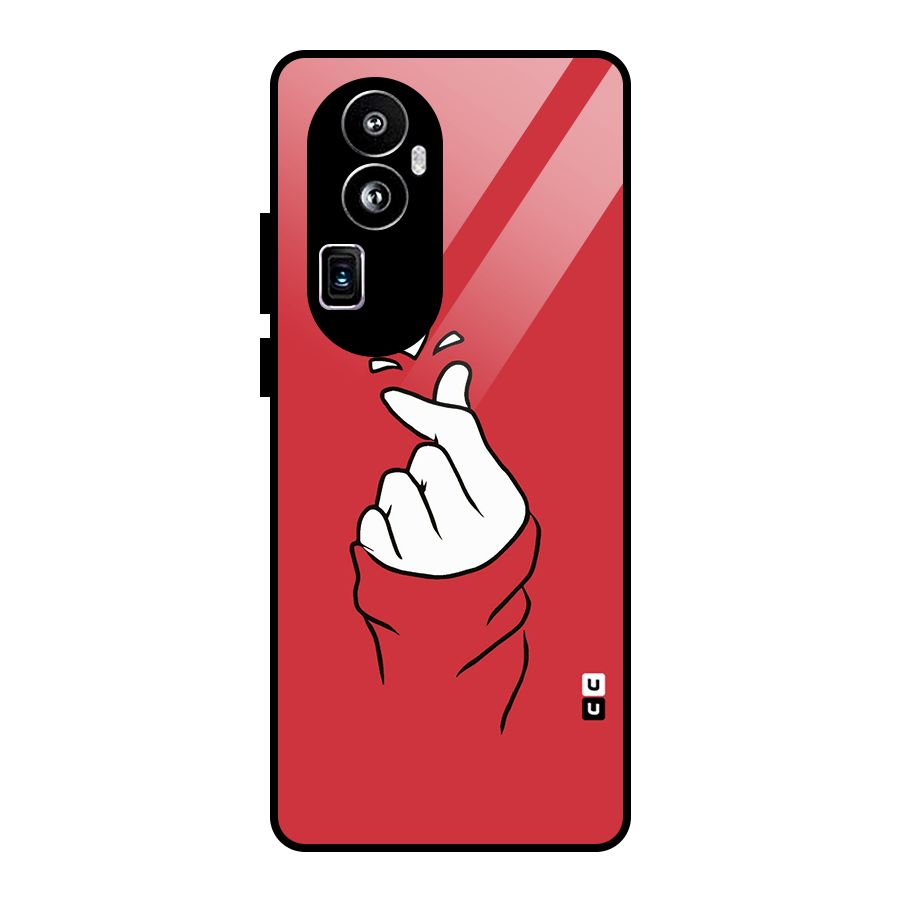 Korean Love Sign Glass Back Case for Oppo Reno10 Pro Plus