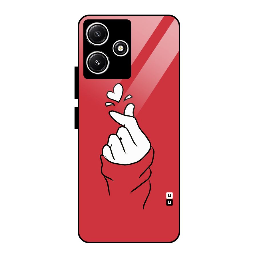 Korean Love Sign Glass Back Case for Poco M6 Pro