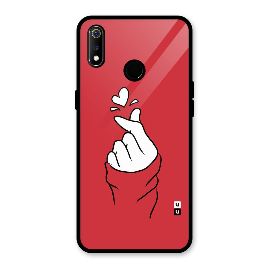 Korean Love Sign Glass Back Case for Realme 3