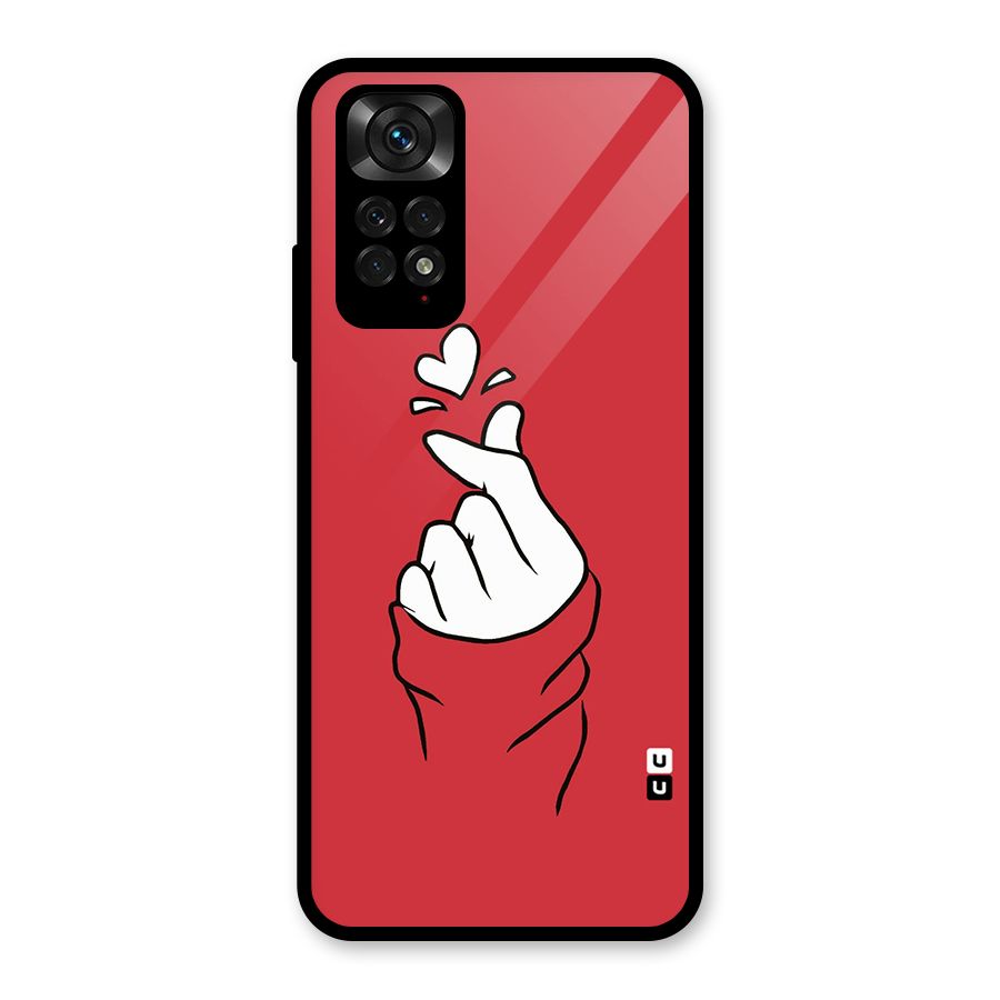 Korean Love Sign Glass Back Case for Redmi Note 11S