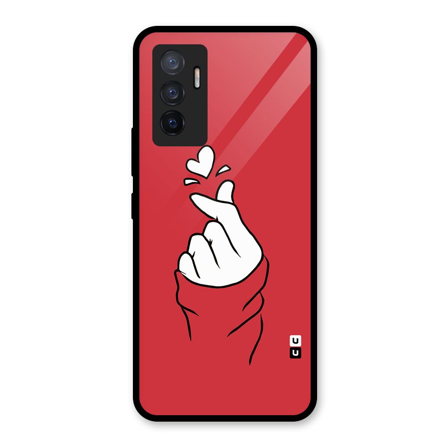 Korean Love Sign Glass Back Case for Vivo V23e