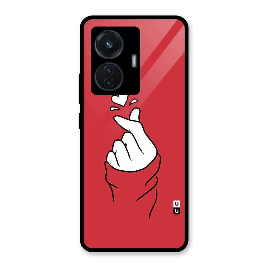 Korean Love Sign Glass Back Case for iQOO Z6 44W