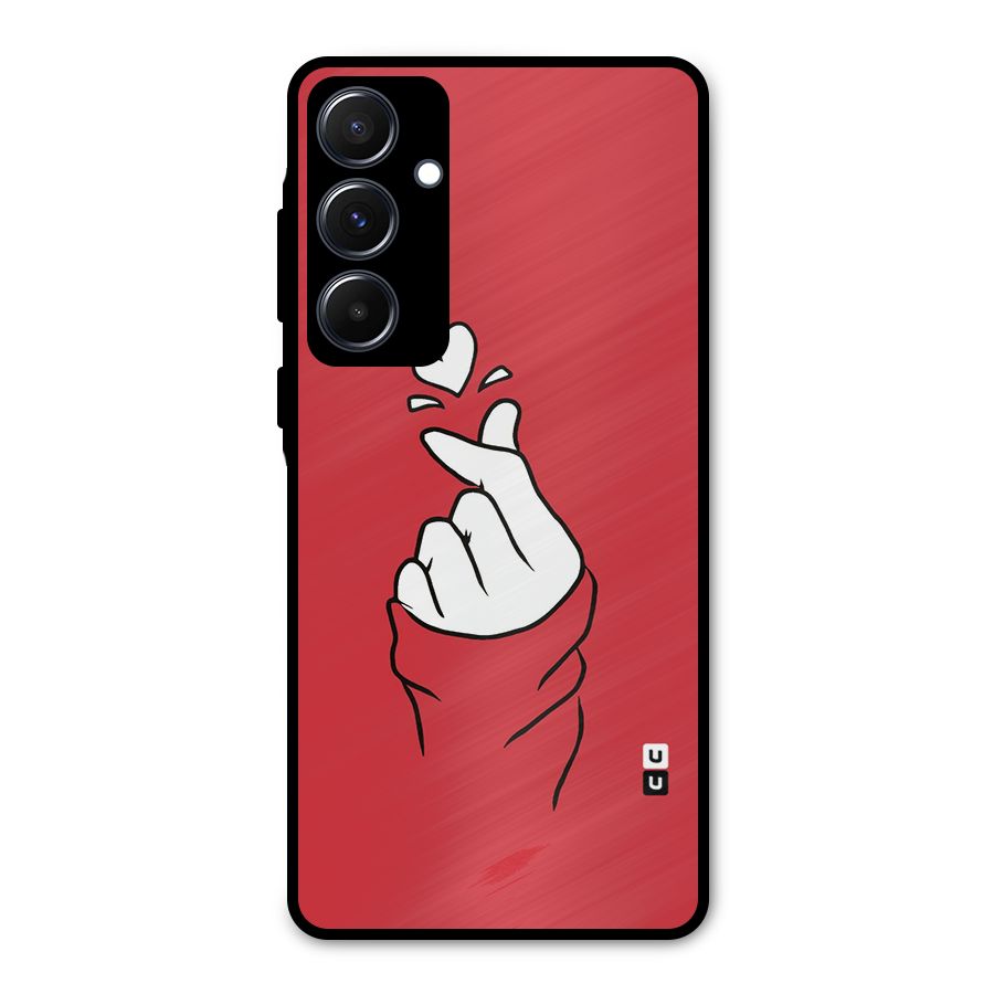 Korean Love Sign Metal Back Case for Galaxy A55