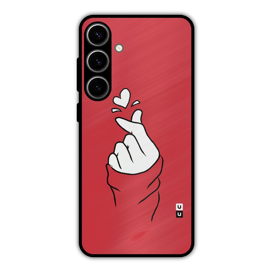 Korean Love Sign Metal Back Case for Galaxy S24 Plus