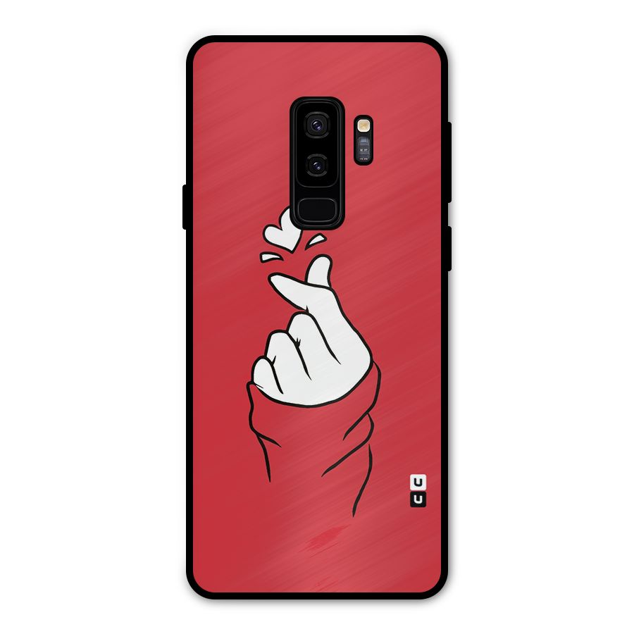 Korean Love Sign Metal Back Case for Galaxy S9 Plus