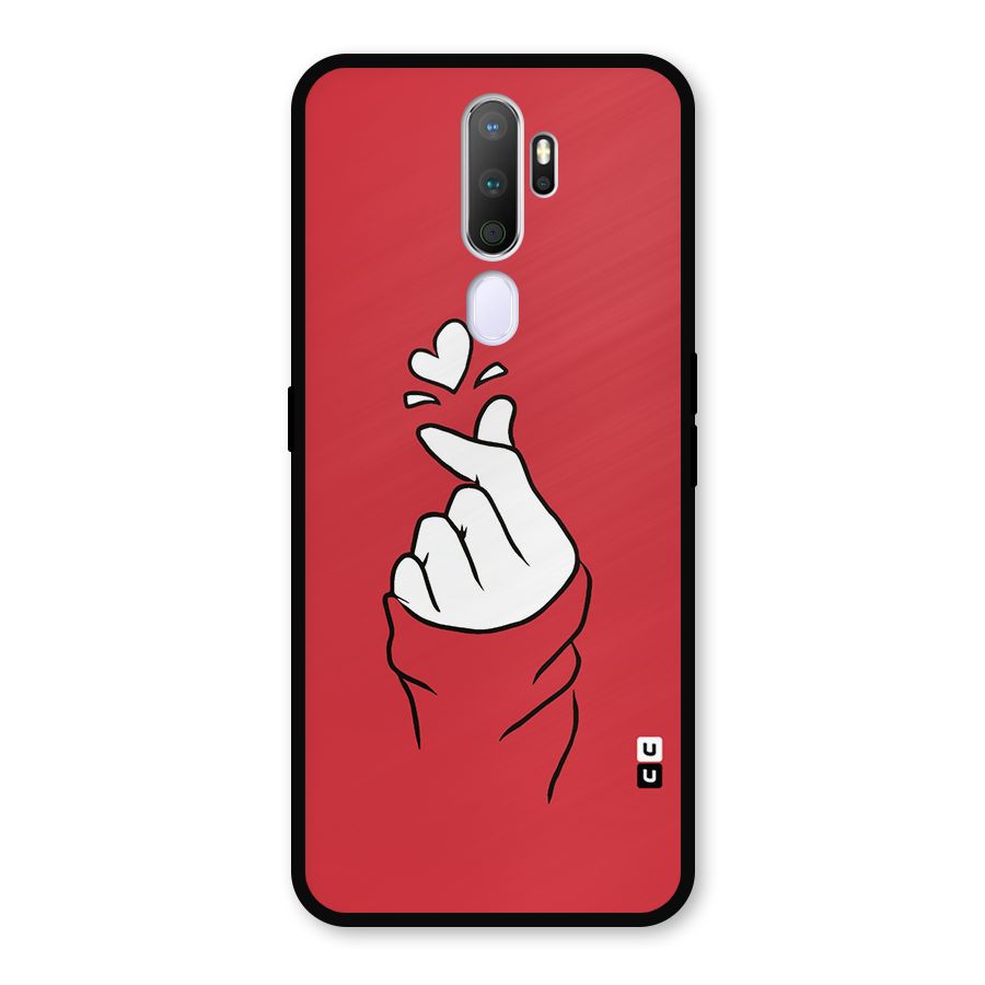 Korean Love Sign Metal Back Case for Oppo A5 (2020)