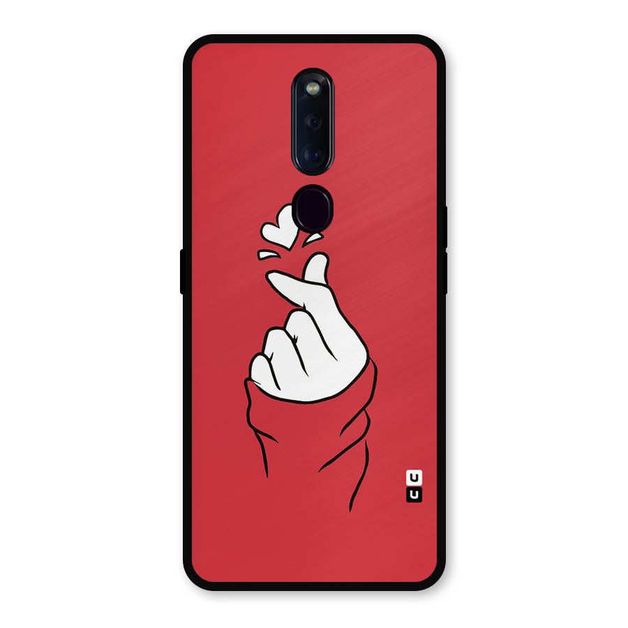 Korean Love Sign Metal Back Case for Oppo F11 Pro