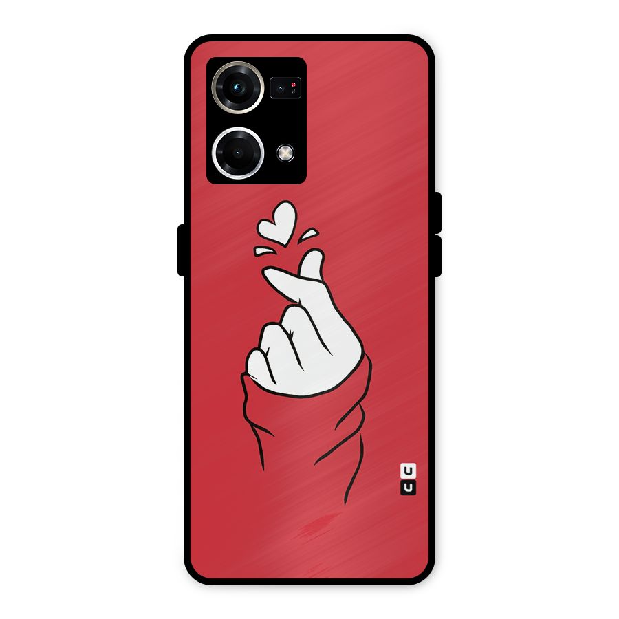 Korean Love Sign Metal Back Case for Oppo F21 Pro 4G