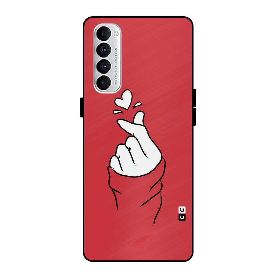 Korean Love Sign Metal Back Case for Oppo Reno4 Pro