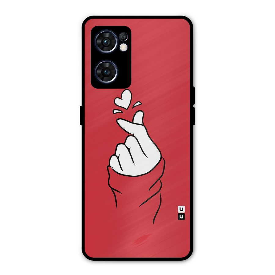 Korean Love Sign Metal Back Case for Oppo Reno7 5G